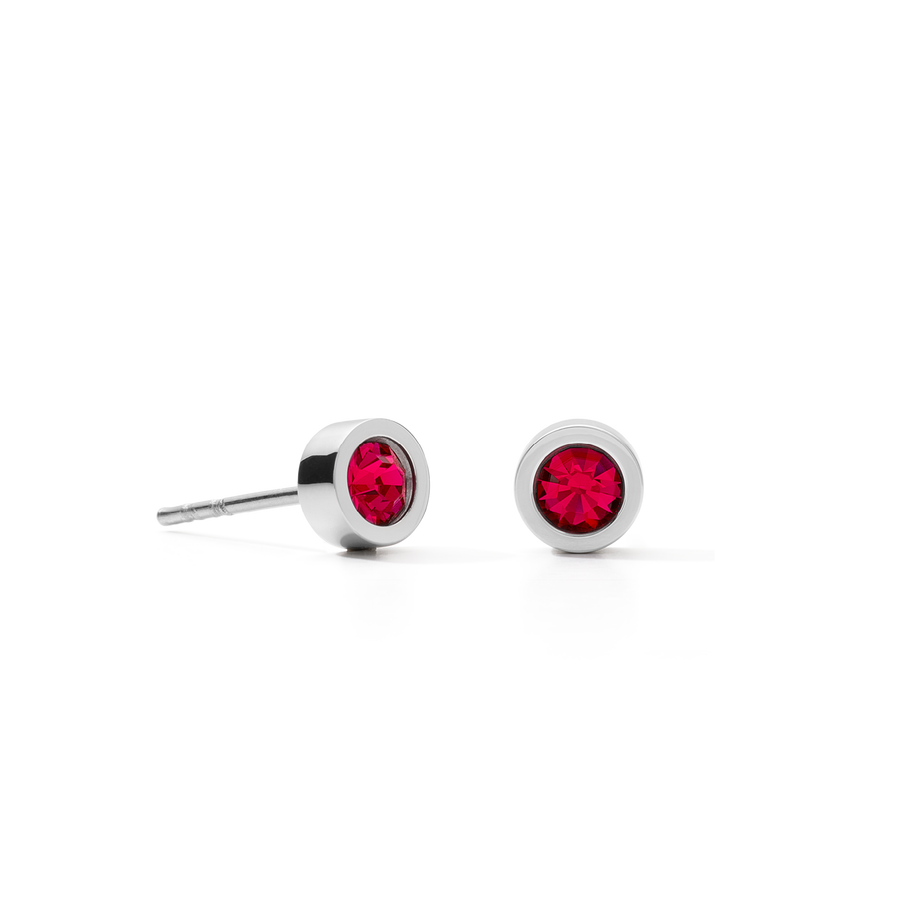 Orecchini Sparkling Dot argento-rosso