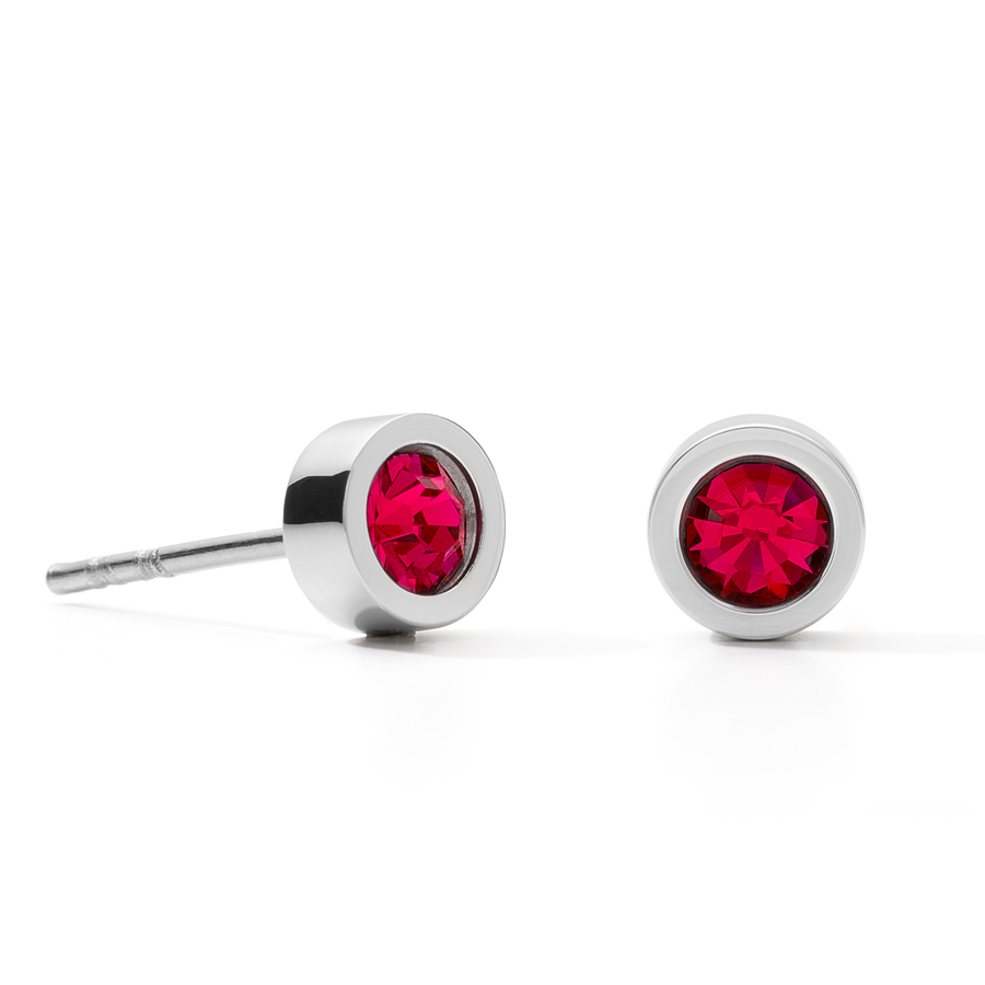 Orecchini Sparkling Dot argento-rosso