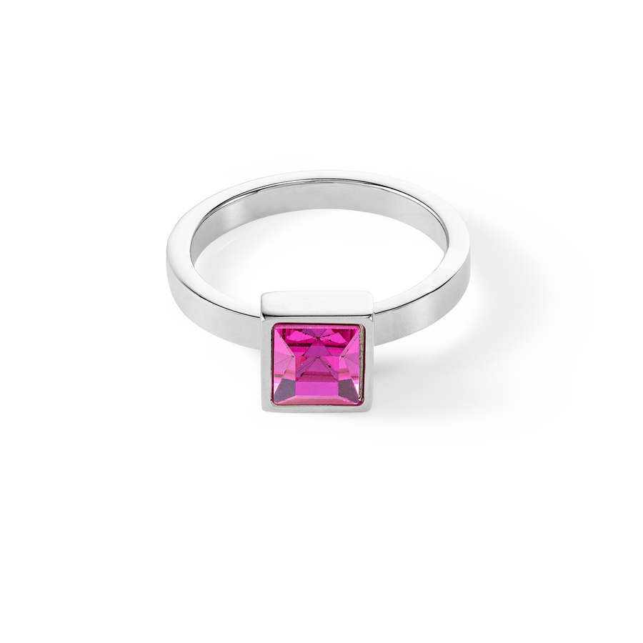 Brilliant Square big anello argento pink