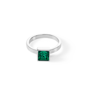 Brilliant Square big anello argento verde scuro