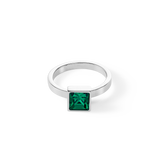 Brilliant Square big anello argento verde scuro