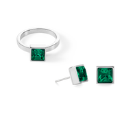 Brilliant Square big anello argento verde scuro