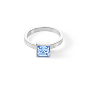 Brilliant Square big anello argento blu chiaro