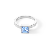 Brilliant Square big anello argento blu chiaro