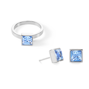 Brilliant Square big anello argento blu chiaro