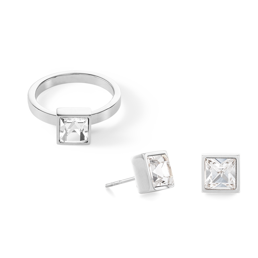 Brilliant Square big anello argento cristallo