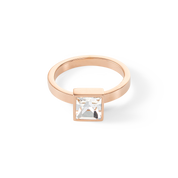 Brilliant Square big anello oro rosa cristallo