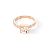 Brilliant Square big anello oro rosa cristallo