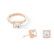 Brilliant Square big anello oro rosa cristallo