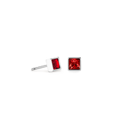 Orecchini Brillant Square small argento-rosso