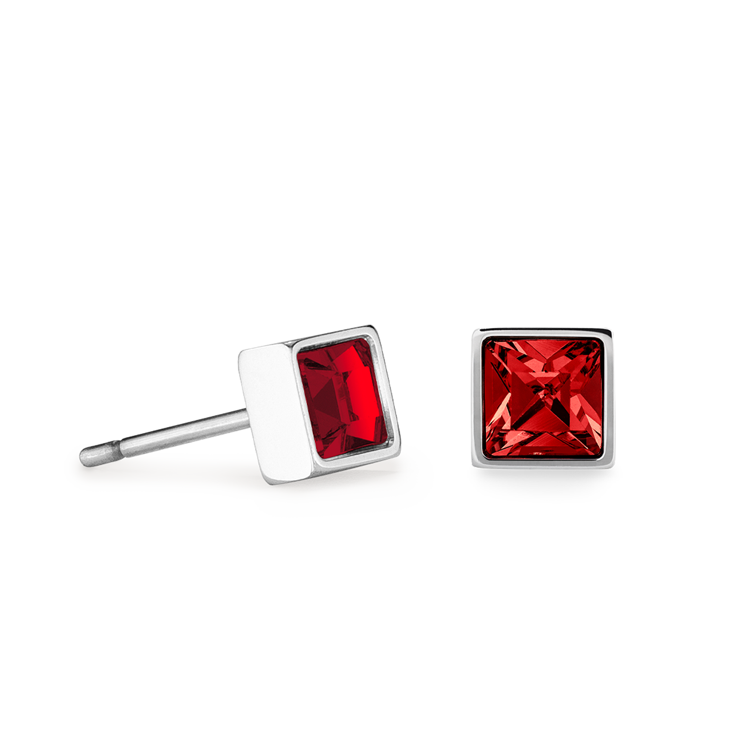 Orecchini Brillant Square small argento-rosso