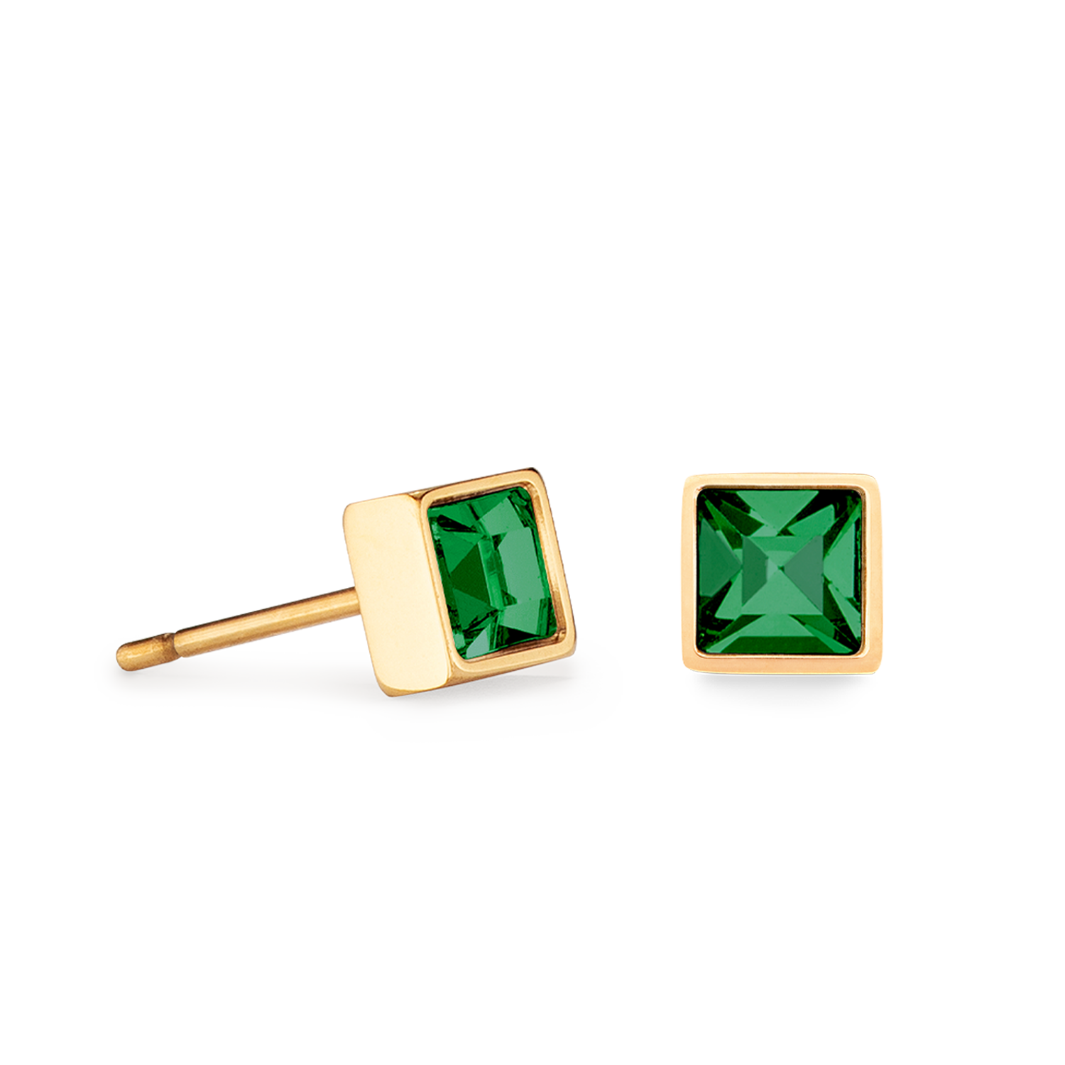 Orecchini Brillant Square small oro-verde scuro