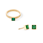 Orecchini Brillant Square small oro-verde scuro
