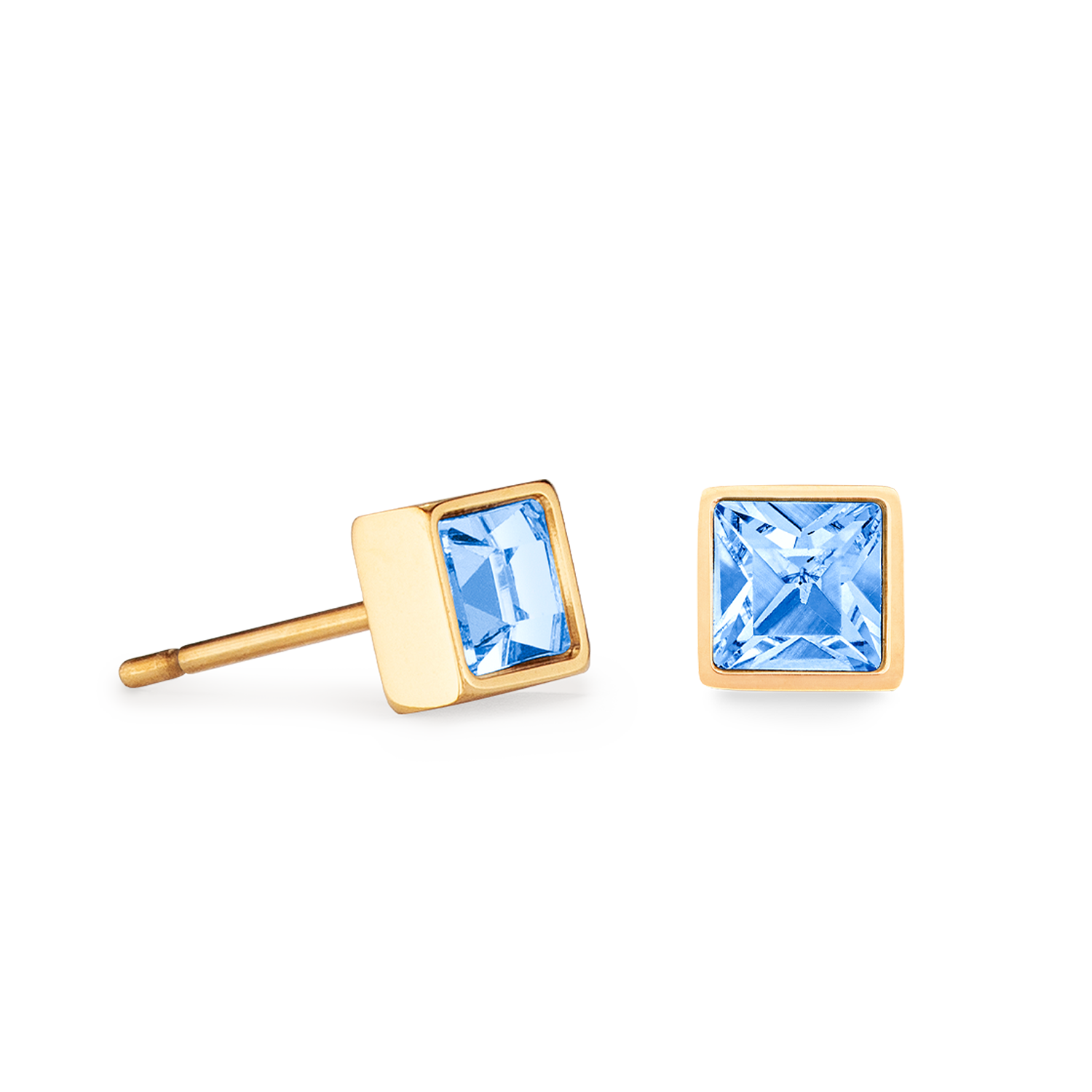 Orecchini Brillant Square small oro-azzurro
