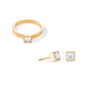 Orecchini Brillant Square small oro-cristallo
