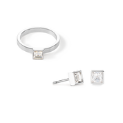 Orecchini Brillant Square small argento-cristallo