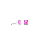 Orecchini Brillant Square small argento-rosa