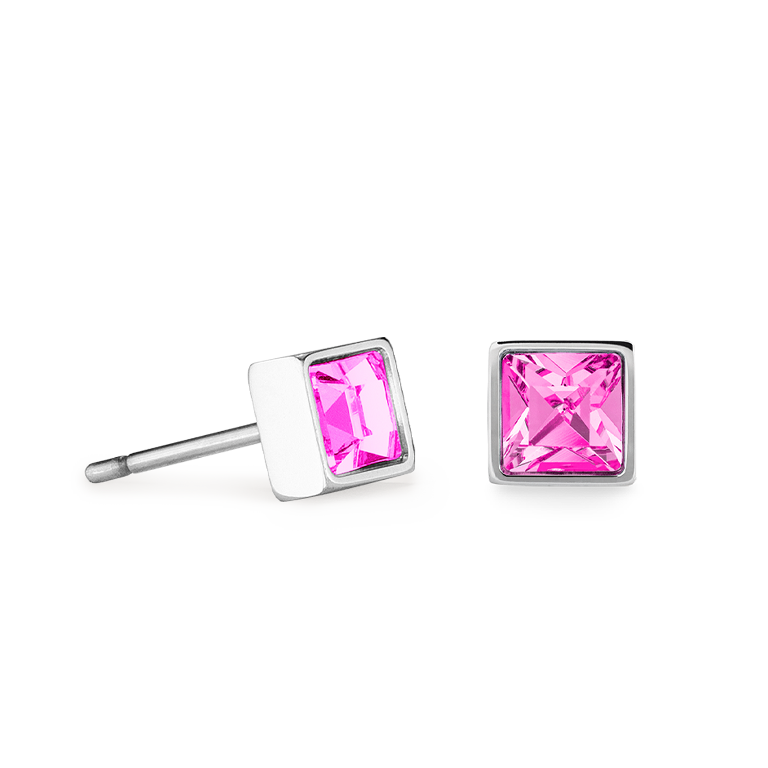 Orecchini Brillant Square small argento-rosa