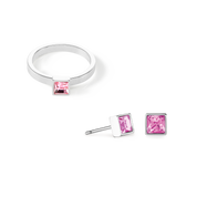 Orecchini Brillant Square small argento-rosa