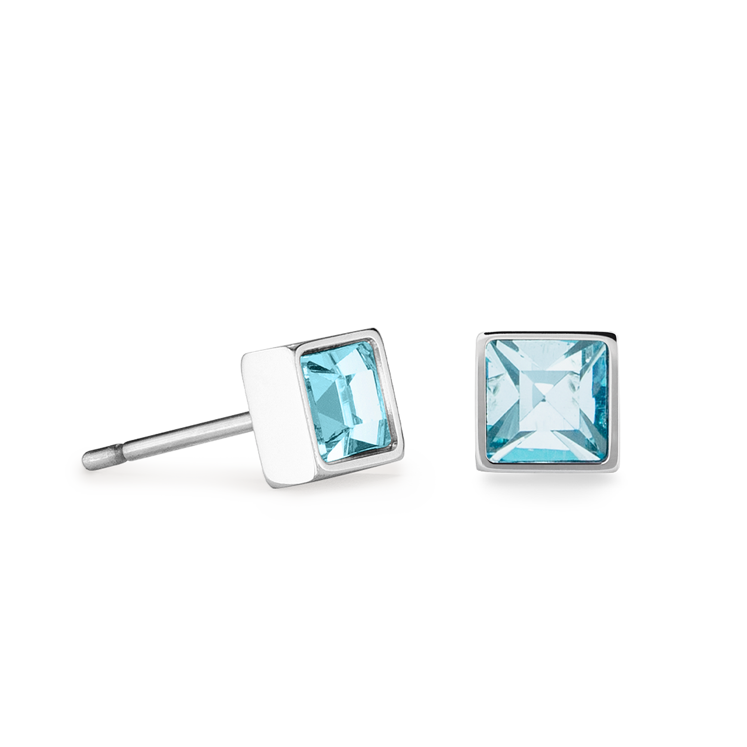Orecchini Brillant Square small argento-acqua