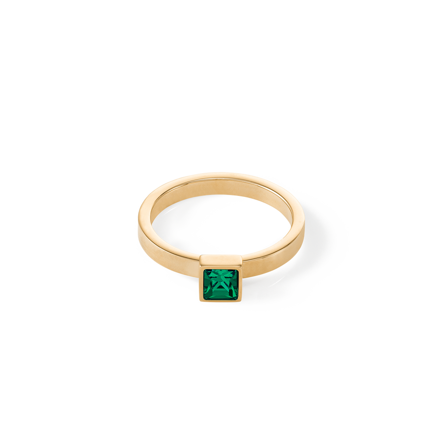 Anello Brilliant Square small oro-verde scuro