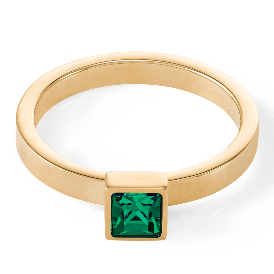 Anello Brilliant Square small oro-verde scuro