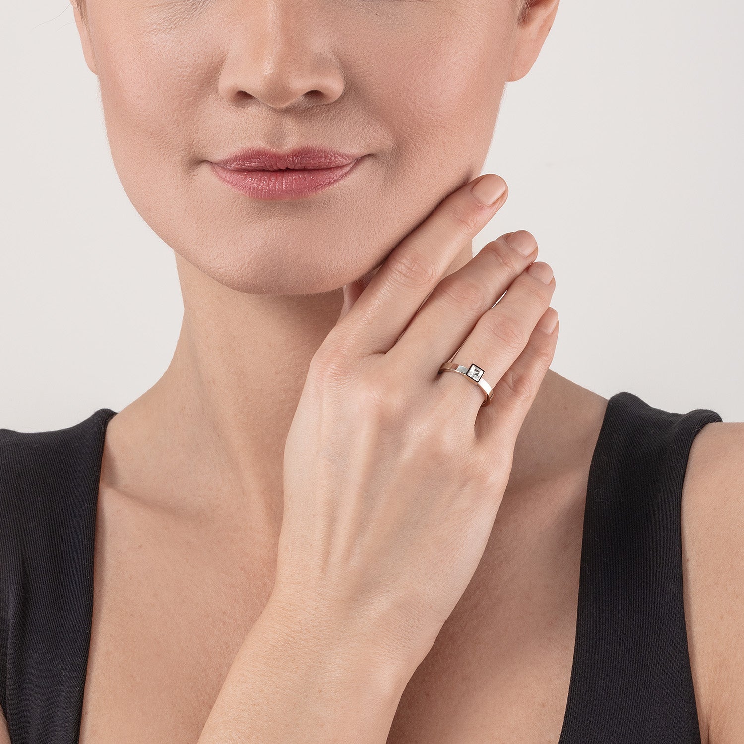 Brilliant Square small anello argento cristallo