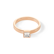 Brilliant Square small anello oro rosa cristallo