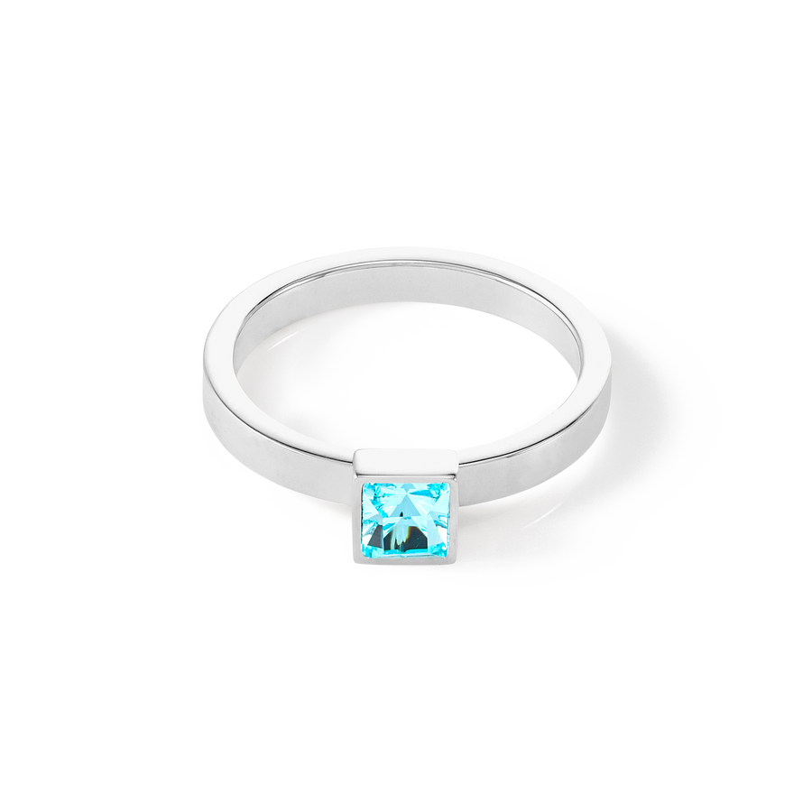 Brilliant Square small anello argento aqua
