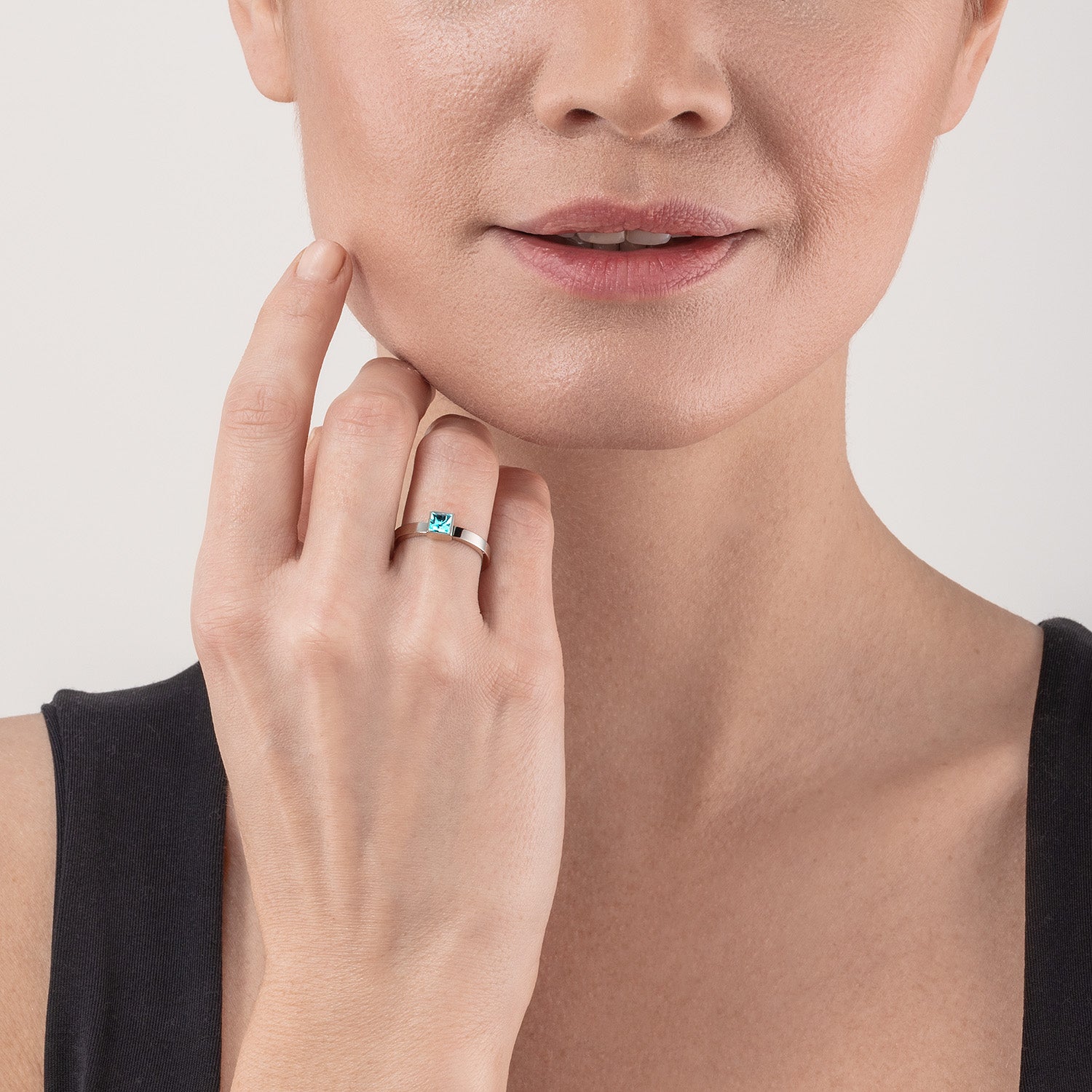 Brilliant Square small anello argento aqua