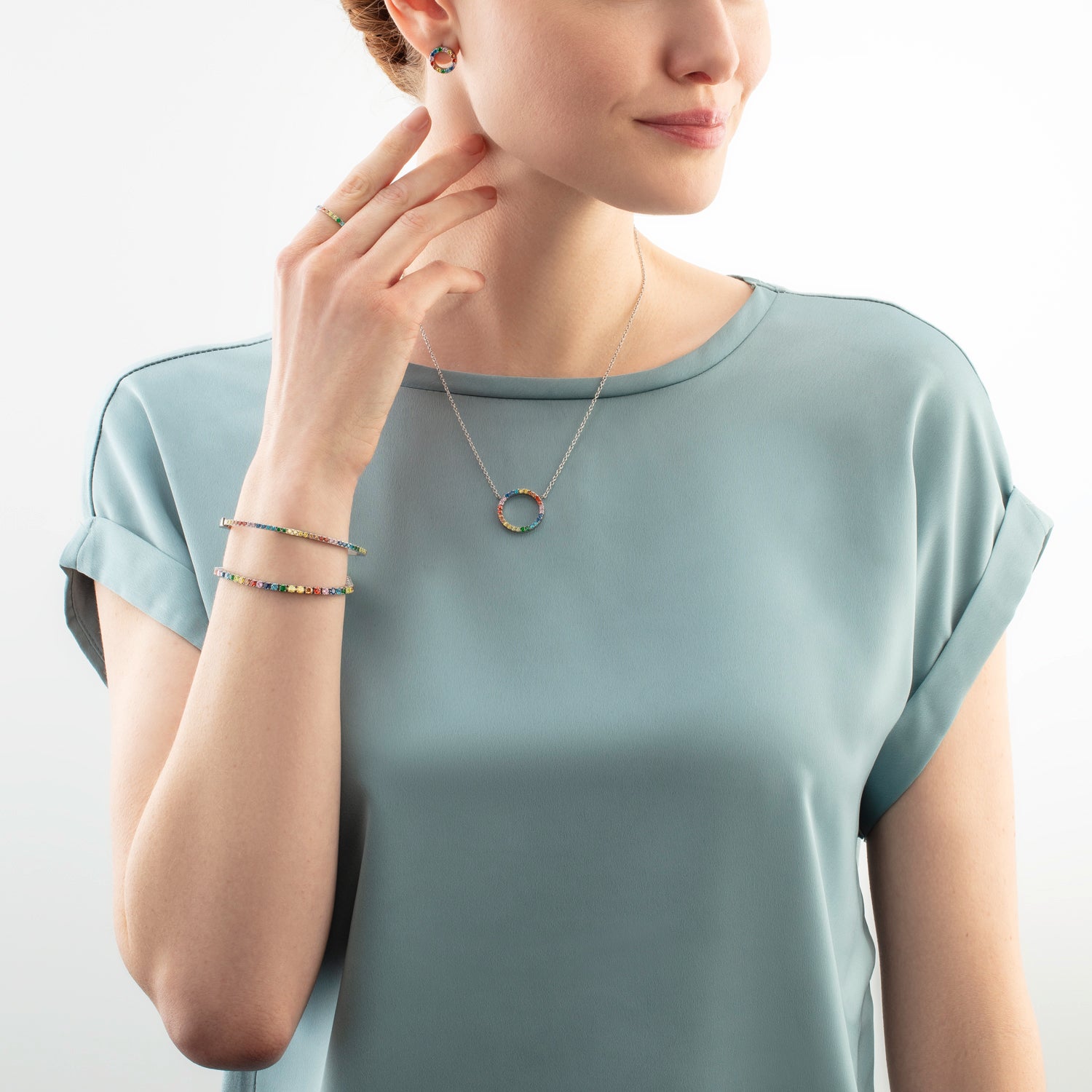 Bracciale tennis argento-multicolore