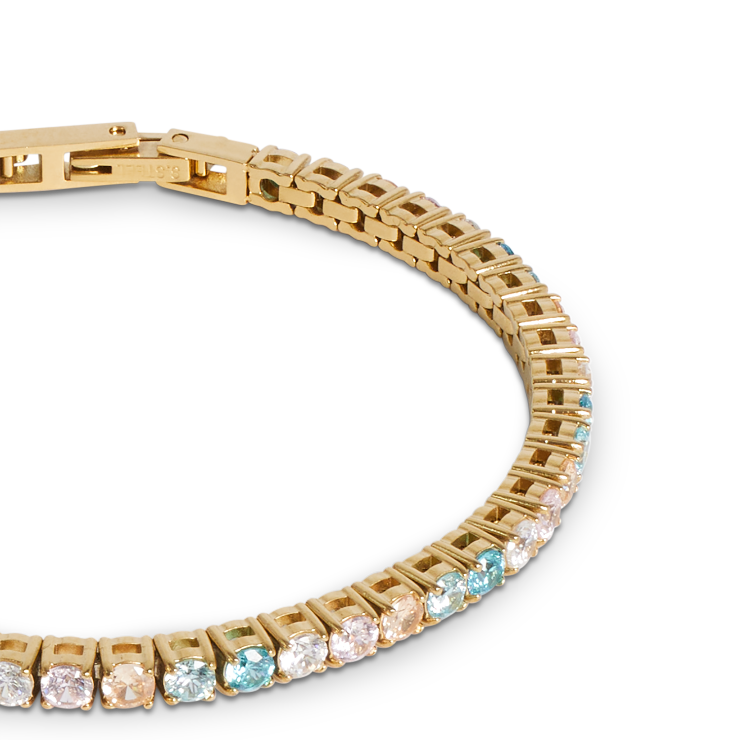 Bracciale tennis oro-multicolore pastello