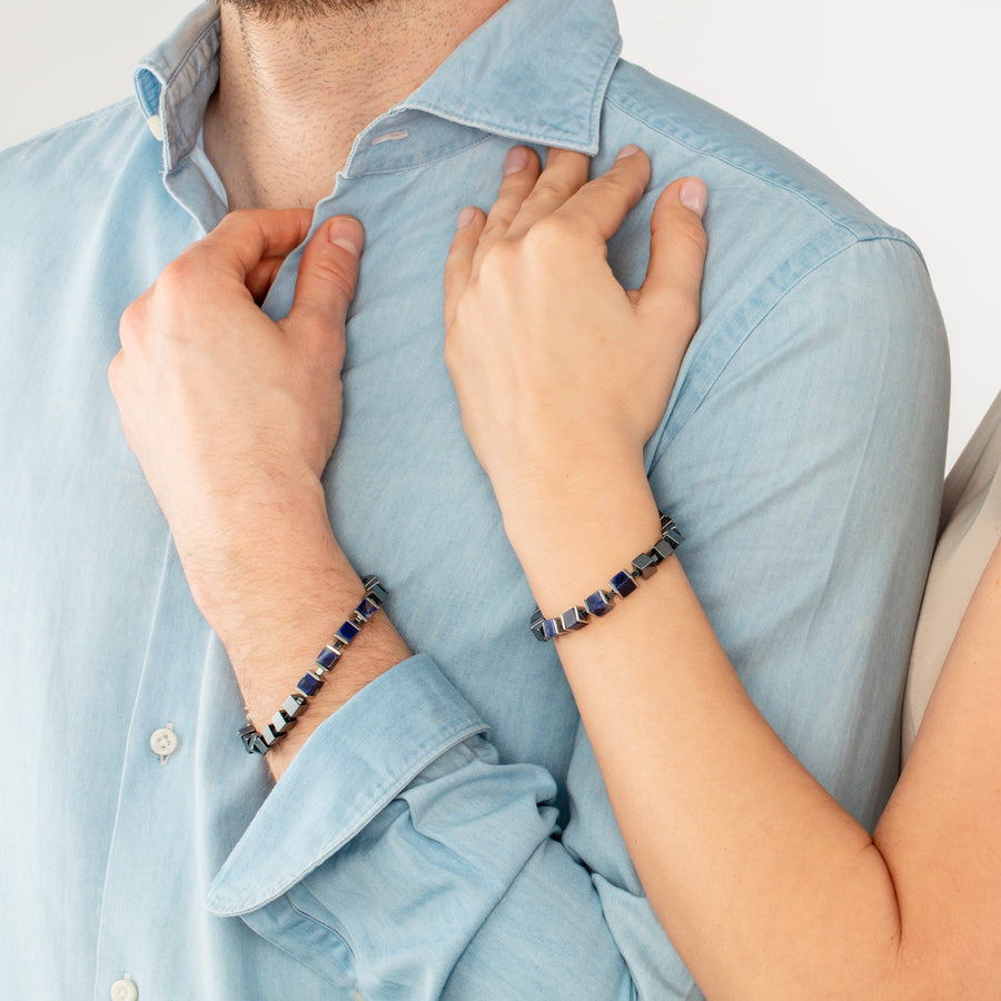 Unisex bracciale precious cubes blu