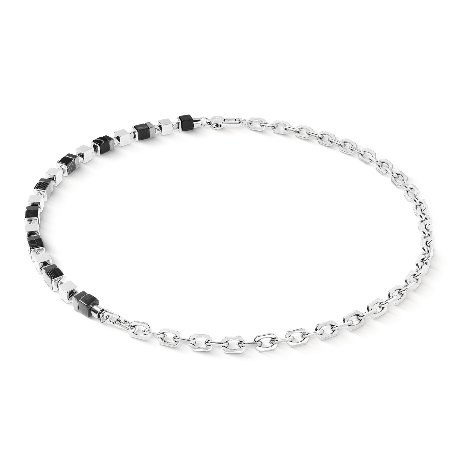 Collana Precious Cubes Chain nero-argento