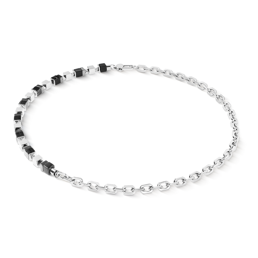 Collana Precious Cubes Chain nero-argento