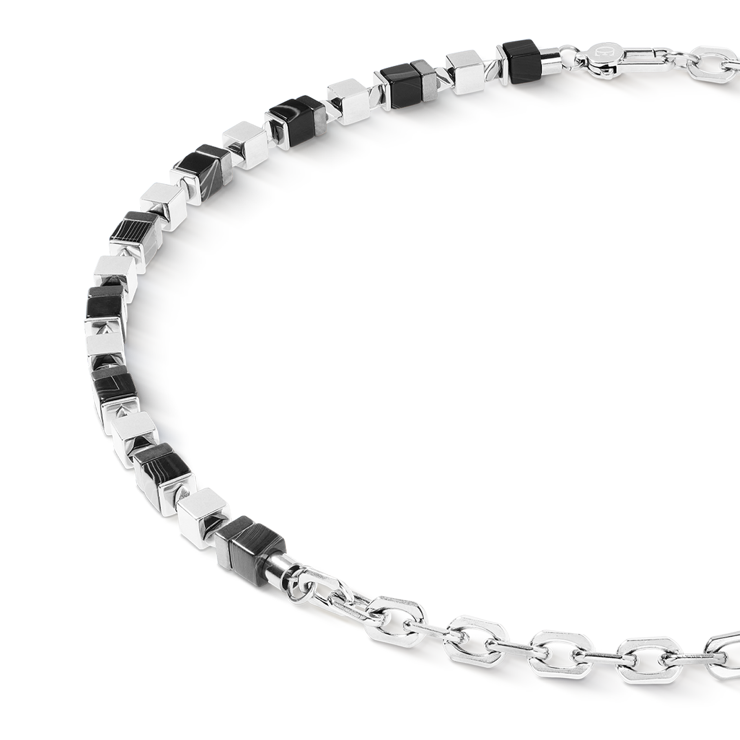 Collana Precious Cubes Chain nero-argento