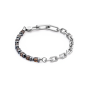 Bracciale Precious Fusion link chain marrone-argento