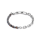 Bracciale Precious Fusion link chain marrone-argento