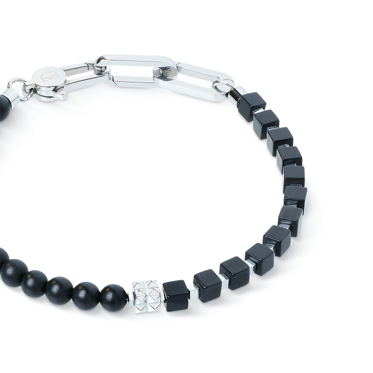 Bracciale Spikes Fusion Onyx nero-argento