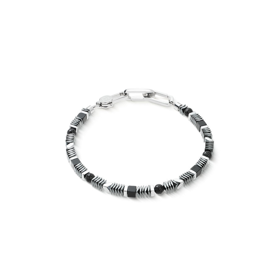 Bracciale Cadence Shape Mix nero-argento