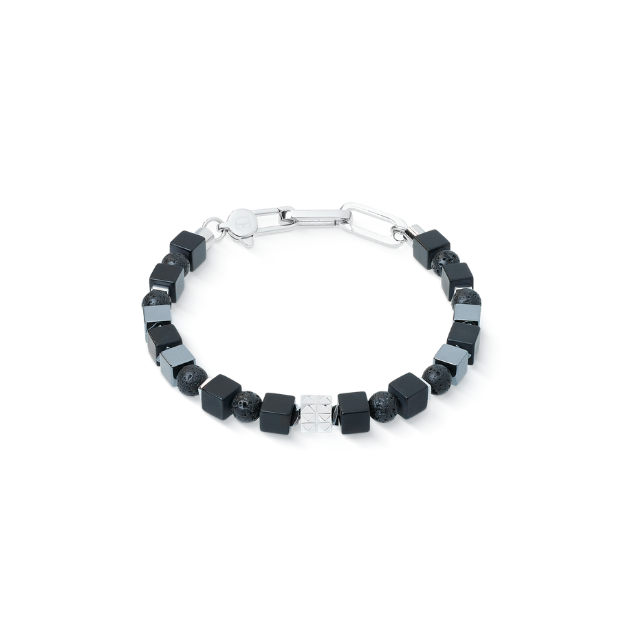 Bracciale Spikes Shape Mix nero-argento