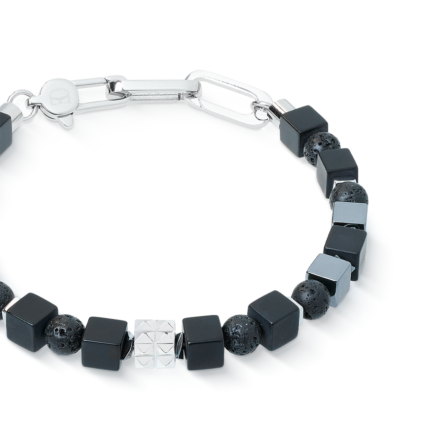 Bracciale Spikes Shape Mix nero-argento