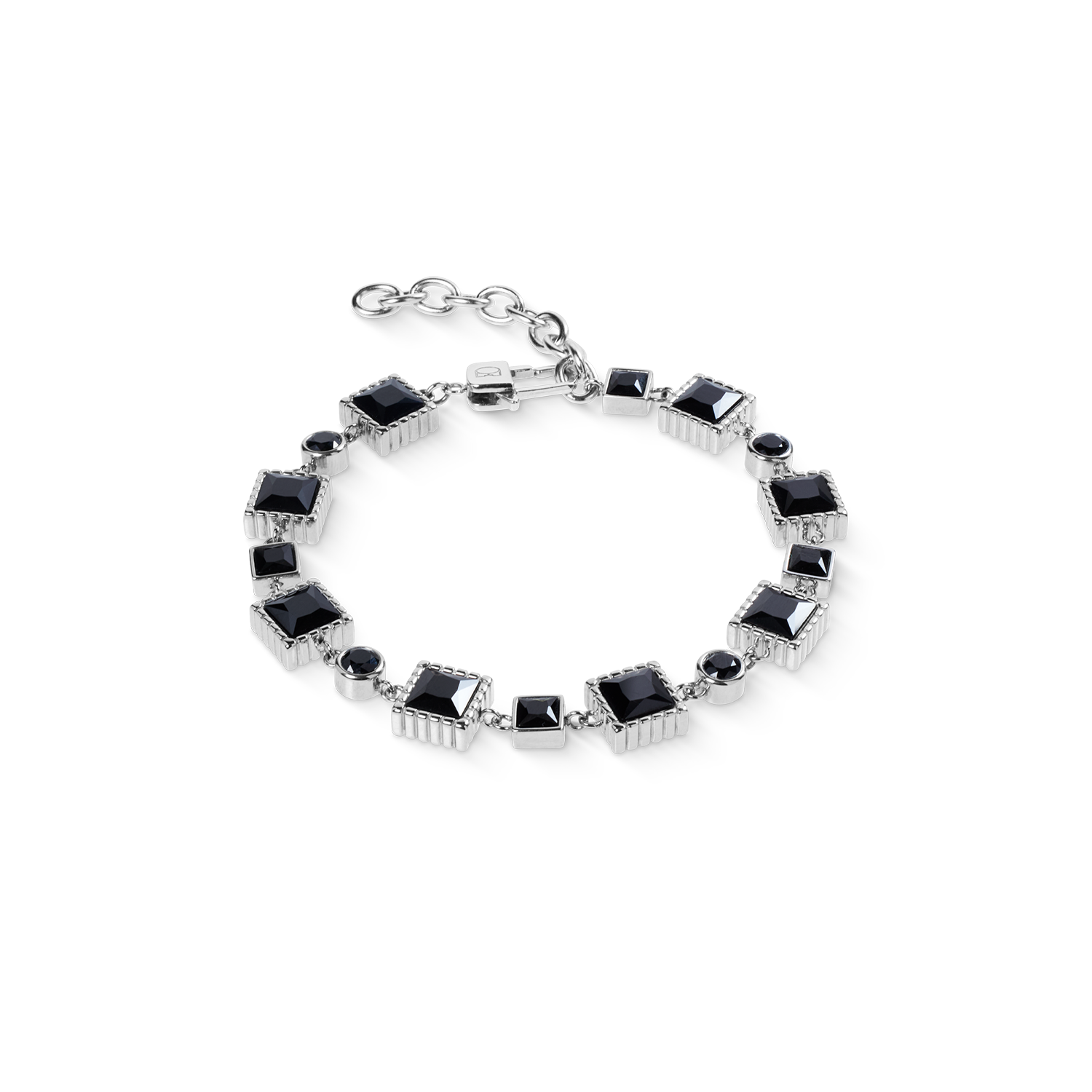 Bracciale Geometry in spinello e acciaio inox argento-nero