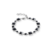 Bracciale Geometry in spinello e acciaio inox argento-nero