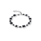 Bracciale Geometry in spinello e acciaio inox argento-nero