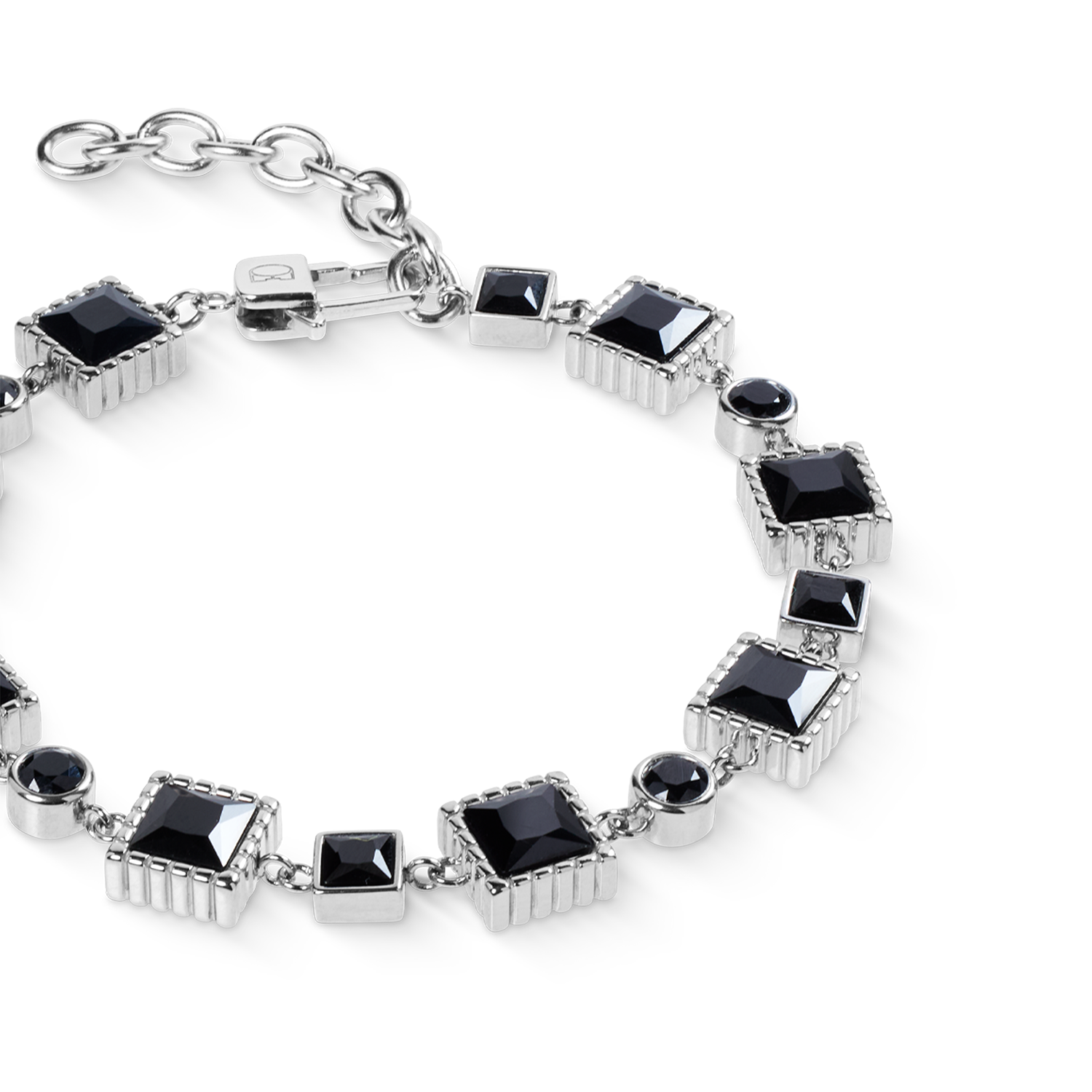 Bracciale Geometry in spinello e acciaio inox argento-nero