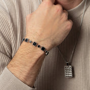 Bracciale Geometry in spinello e acciaio inox argento-nero