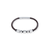 Bracciale in pelle marrone con Spikes Cubes in acciaio inox