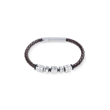 Bracciale in pelle marrone con Spikes Cubes in acciaio inox