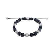 Bracciale cubes onice e cubes Graphic Relief in acciaio inox con chiusura tessile regolabile